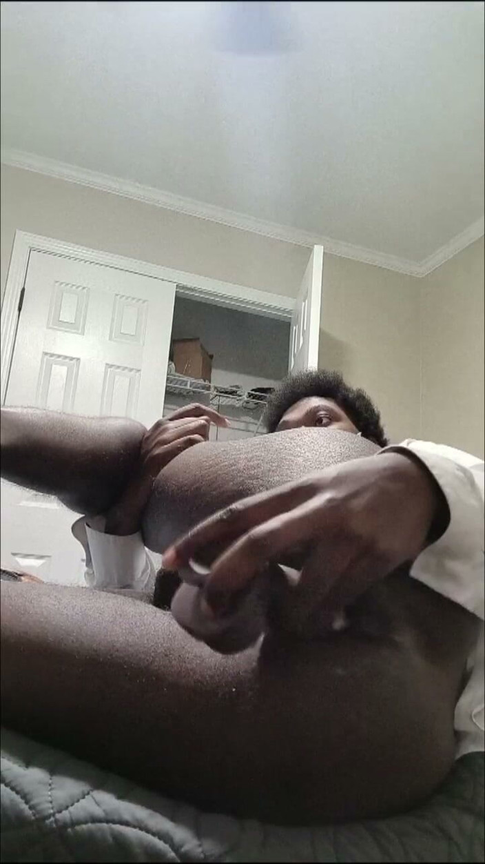 DaBlackFemboy: Deep BBC Dildo Strokes in Creamy Femboy Pussy