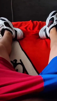 Young Twink Footballer Jerks off Without Taking off His Sneakers