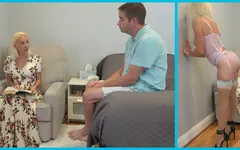 Religious stepmommy gets stepson to worship her cunt