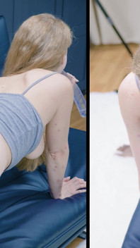 Kåt rövknull för 18 plus-modell plus sperma i munnen