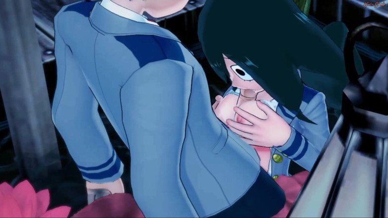 Hentai Smash: Deku se folla a Tsuyu Asui, se corre en su...