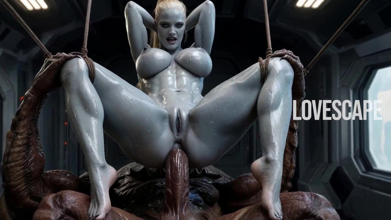 Lovescape: Geil ruimtemeisje neemt een enorme lul in haar achterdeur