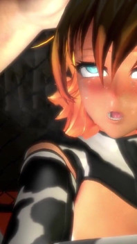 Anime Cow Girl Pounded Hard Against the Cage