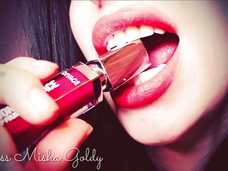 Goddess Misha Goldy: Crește-ți dependența de buzele mele mari și roșii! Știu că ești pofticioasă...