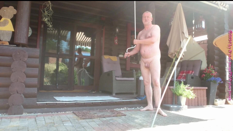 Carmen_Nylonjunge: Naturism in the front yard 1