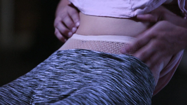 Adam & Eve: Busty babe rubs her hairy snatch