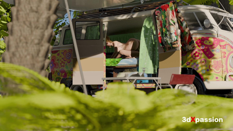 3dxpassion: Sex na silnici vibruje v malované dodávce - nedbalé kouření, reverzní...