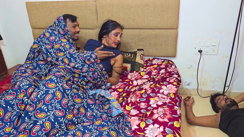 Kilash: Indian Swastika Dewar Squats While Her Husband on Bed
