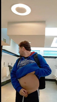 I Got Caught Showing off in the Men's Restroom with a Soft Cock and Almost Got Kicked Out.