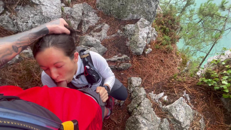 Dazzlingfacegirl: Suck stranger cock in forest and swallowed her cum