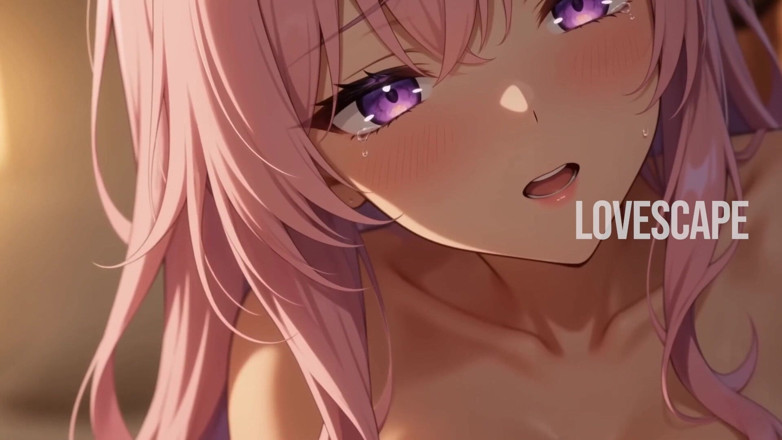 Lovescape: Bellissima anime capelli rosa lo prende da dietro (ai)