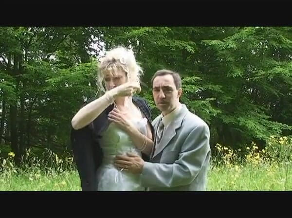 European Classics: Wedding girls sucking on cock outside