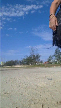 Hot Crown Sunbathing on the Beach in Transparent Micro Bikini