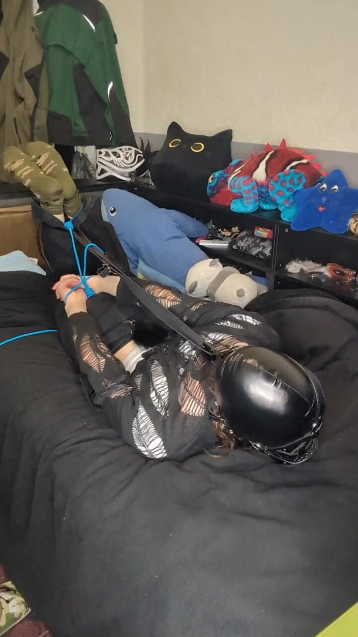 AJ_the_catgirl: Trying Head Harnes Hogtie