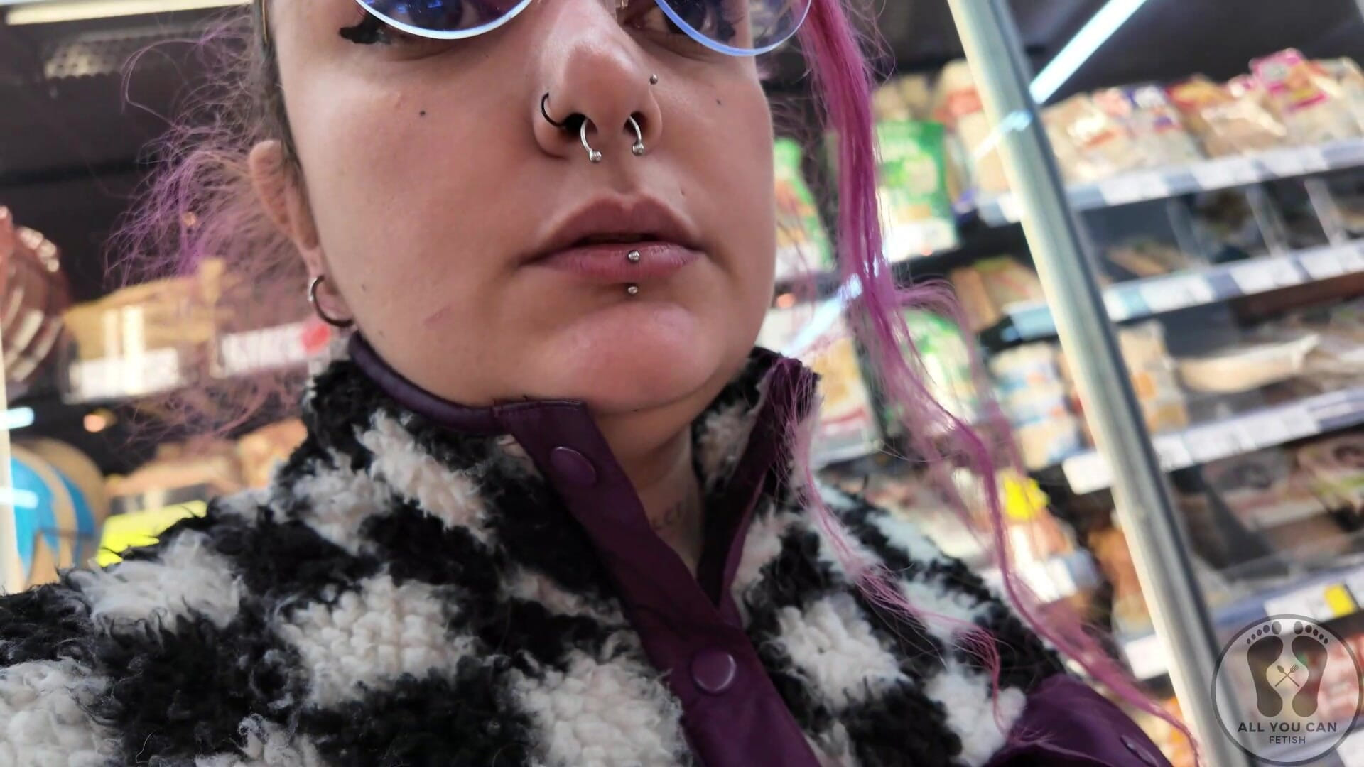 Plump Chick Burps at the Supermarket Embarrassing Public Display
