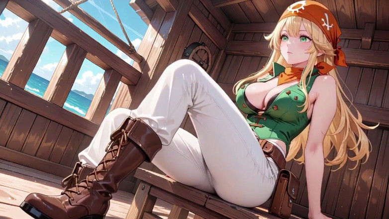 Tay Swift X: Blonde Pirate Captain! Green Uniform &amp; Rough Ropes on a Sunny...