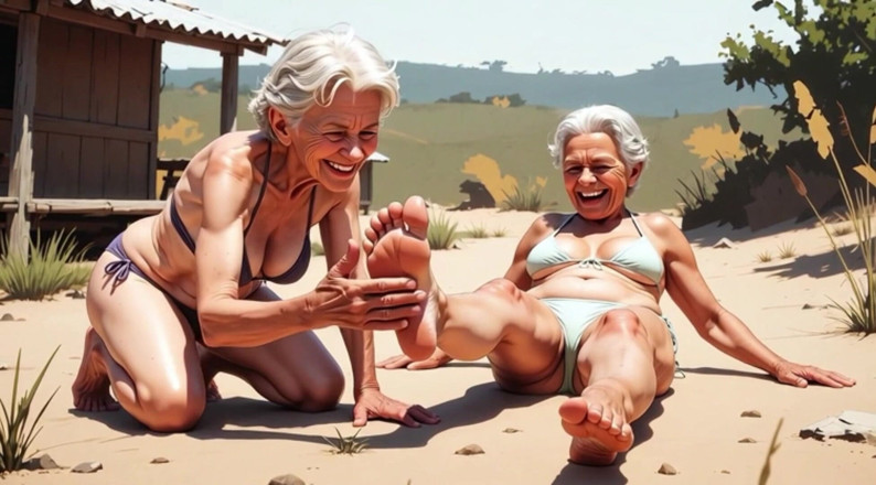 YOUR BEST FANTASY: Two Skinny 90 Year Old Grannies - One Licks the Other's Feet...