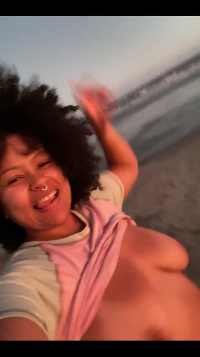 Cutiepiie Chubby: Sunset the Beach and Me with No Bra Showing off...