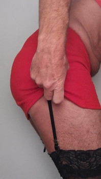 CD Trans Performs Striptease Mini Skirt Bra and Panties Stockings