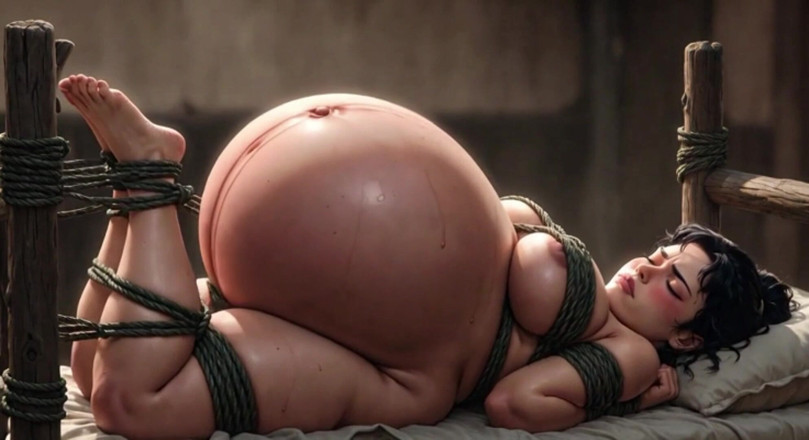 YOUR BEST FANTASY: Poor Pregnant Girl Tied up - Massive Belly &amp; Horny in Bondage