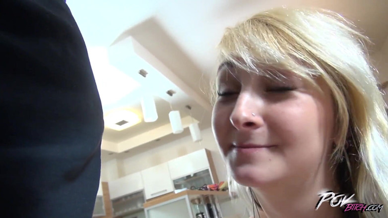 POV Bitch: Cool blowjob &amp; raw fuck with a shy blonde
