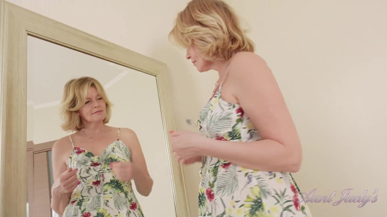 Aunt Judy's: AuntJudys - 55yo mature MILF Diana in her summer dress &amp; stockings