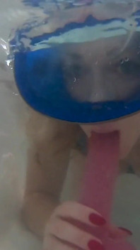 Suction Cup Dildo BJ in Latex Swimsuit & Dive Mask