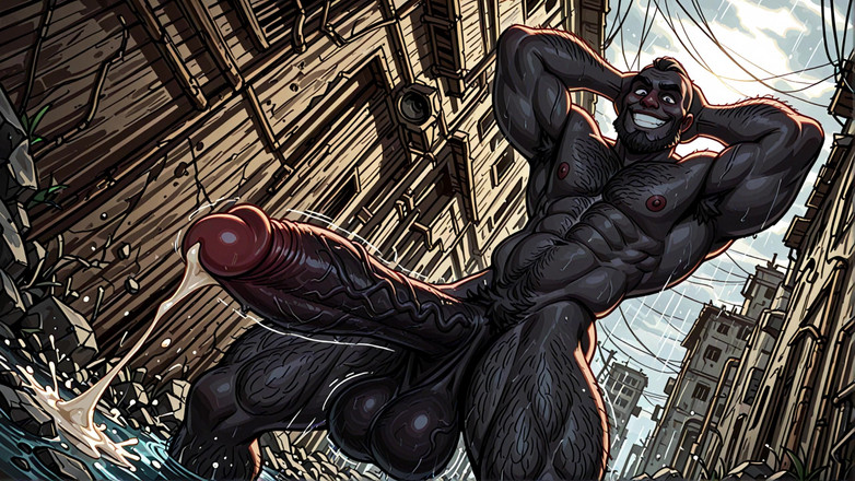 Erotic Man: Cowok-cowok nakal ini lagi asik berpose sama raksasa