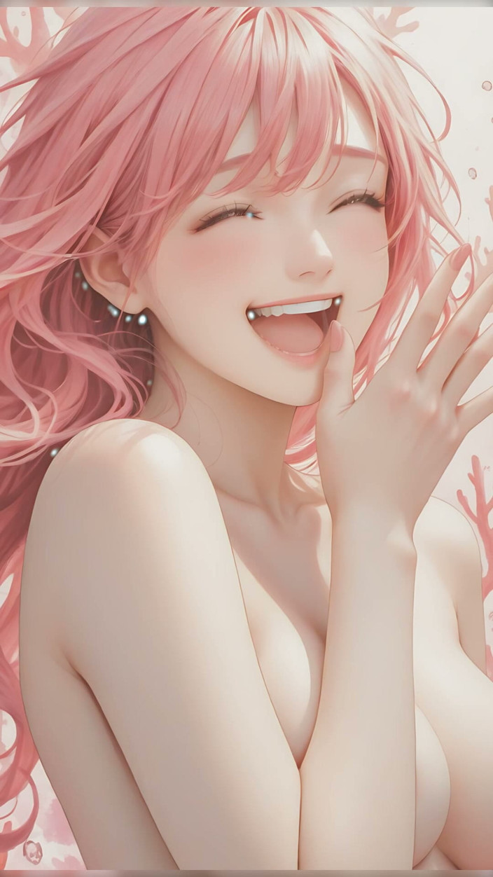 LustRender: Joyful Nude Laughing in Sunny Splashes