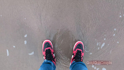 GayKinkCouple: Riskabelt Wank på stranden