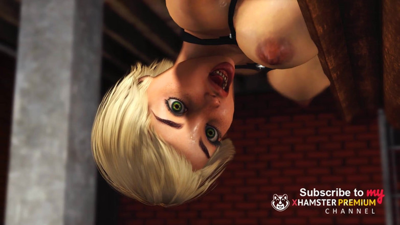 3dxpassion-transgender: Gorąca 3d dickgirl wali seksowną młodą blondynkę w piwnicy
