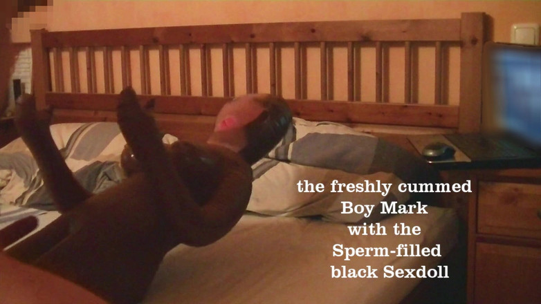 Mark Hannes: Preto sexdoll creampie foda masturbação