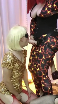Two Sissies Love to Suck Mistress's Strap-on and Love to Be Used!