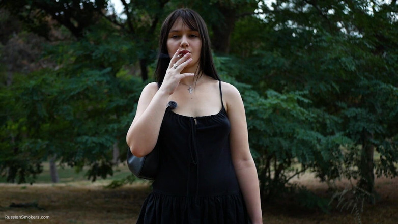 Russian Smokers: Smoking 120mm Cigarette Outdoors