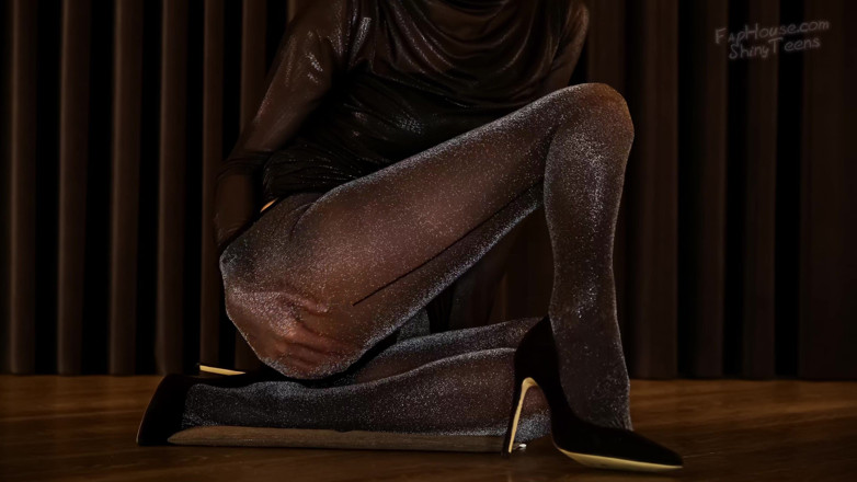Shiny teens: 928 Shiny Black Lurex Meia-calça