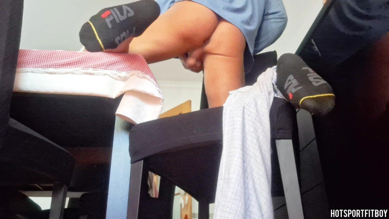 Hotsportfitboy: Hotsportfitboy Jerks Massive Cock on Chair and Moans Till Cum