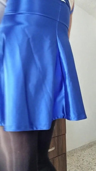 Yeni saten mavisi elbisem, fit ve seksi