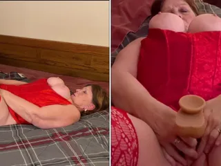 Carmen Angel: GILF Carmen Angel’s Granny in Red Two Toy Playtime Orgasms