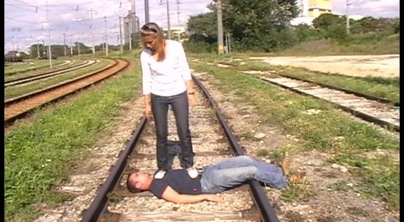 Femdom Austria: Railway tracks trampling