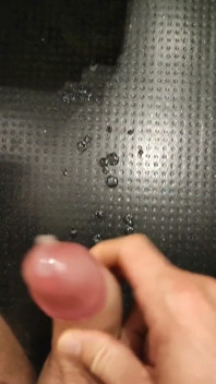 Moaning as I Squirt My White, and Thick Cum All Over the Floor with My Thick, Shaved, Cock