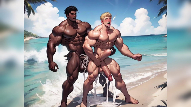 AI gay porn: Gay ai beach dientot sama kontol besar pria gay