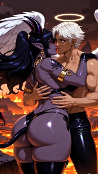 Ángel caído se convierte en masiva grandota succubus demosura hentai
