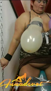 BDSM Balloon Play - My Master Often Has Crass Ideas and Today Bursting Balloons on My Tits and My Shaved Cunt