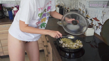 KissCat: Stepsister cooking dinner while stepbrother fuck her in doggy-style and...