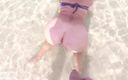 Sweety play: Elle pisse sur son cul sur une plage publique