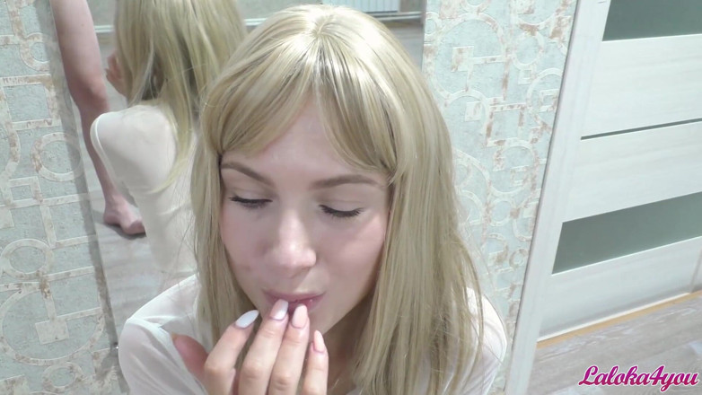 Laloka4you: Sensual blowjob from girlfriend in pantyhose and cum in mouth