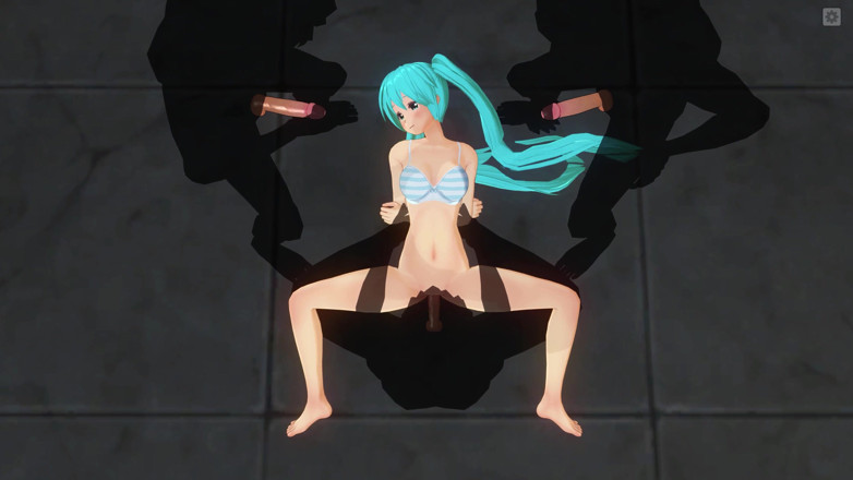 H3DC: 3D変態。彼女が犯されている間、みんなはミクにジャークオフ