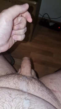 Jerking My Uncut Cock and Cumming Over My Beefy Hairy Belly.