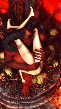 Inferno. Sesso bollente all'inferno. Diavolo scopa duro un giovane schiavo sexy