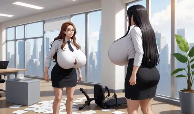 Hot girl dancing: Zábavná kancelář s obrovskými prsy, Ai Animace